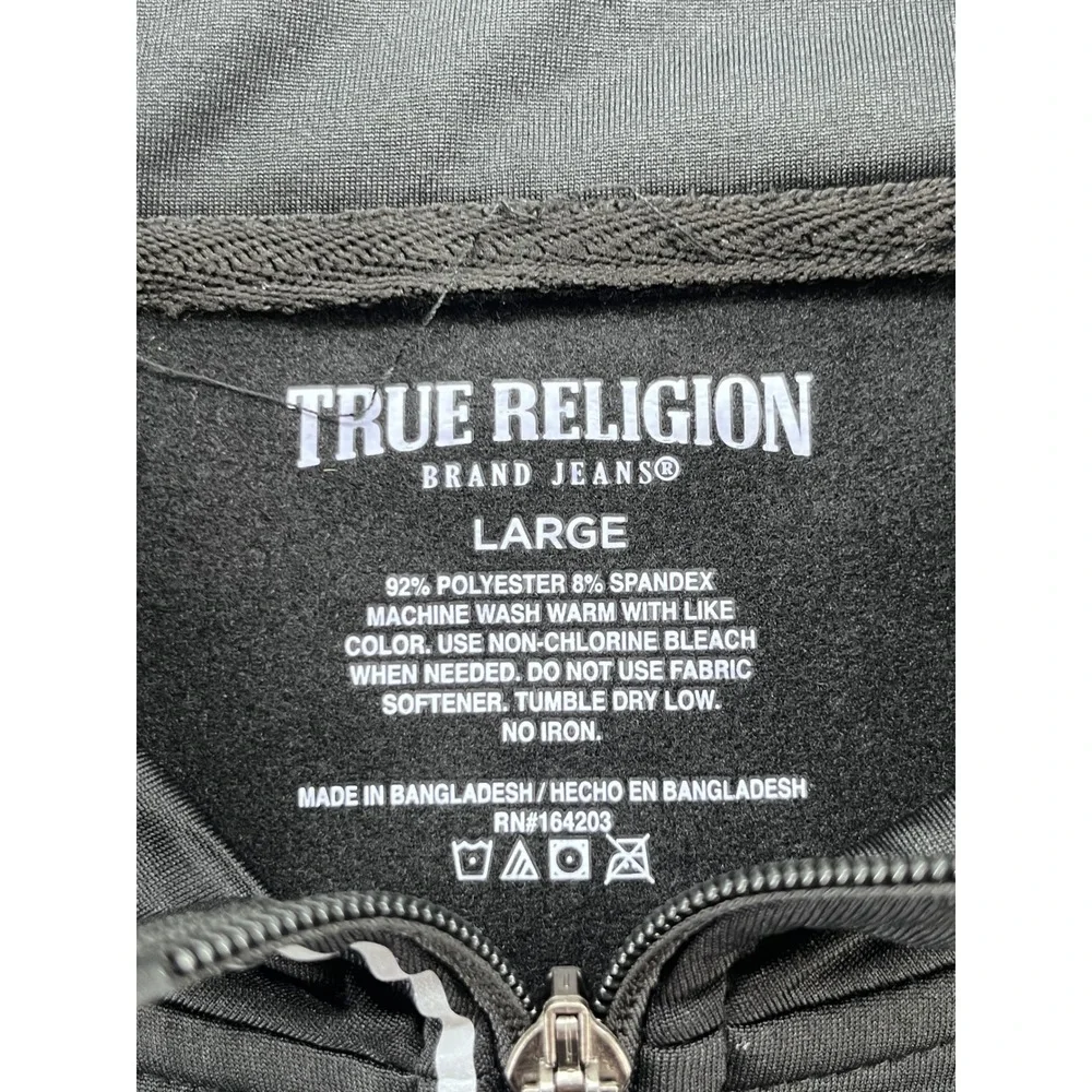 True Religion Mens Full Zip Activewear Vest Black Mock Neck Large RN164203